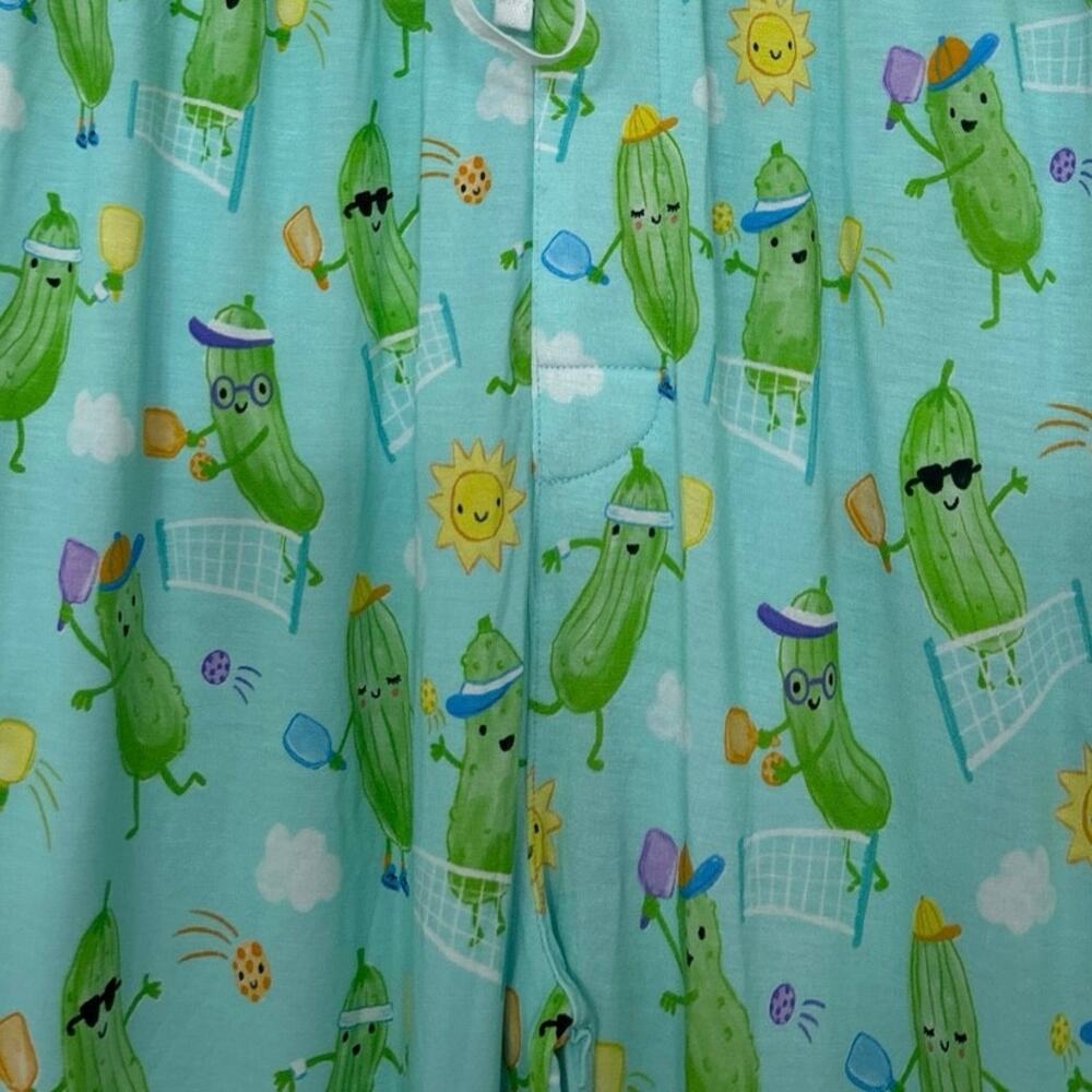 Little Sleepies Bamboo Pajama Pants Pickles Playing Pickleball Novelty NWT L - Picture 3 of 13